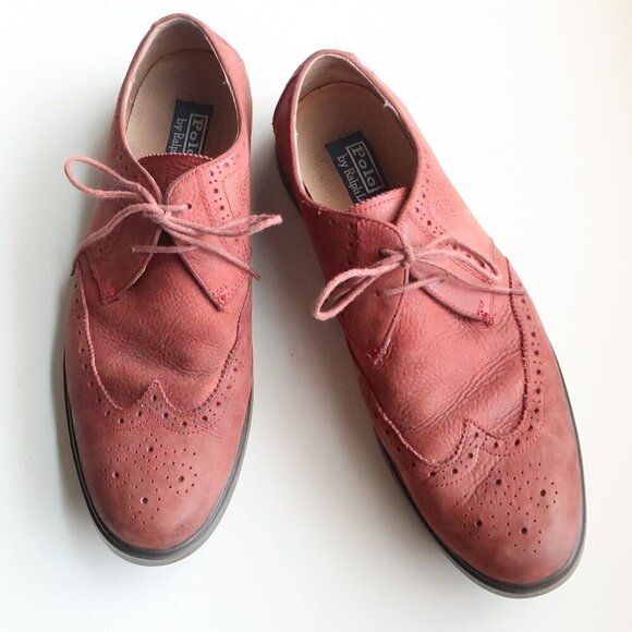 Polo by Ralph Lauren Orrick Burnt Red Leather Wingtip Oxfords Men's Lace-up Shoe - Picture 5 of 16